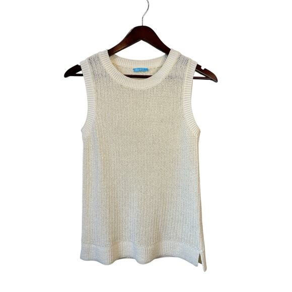J. MCLAUGHLIN Lena Knit Organic Cotton Tank Size Small Ivory Open Knit Coastal - Picture 7 of 7